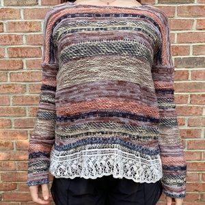 Kohl’s Jolt Striped Sweater with Lace Underlay